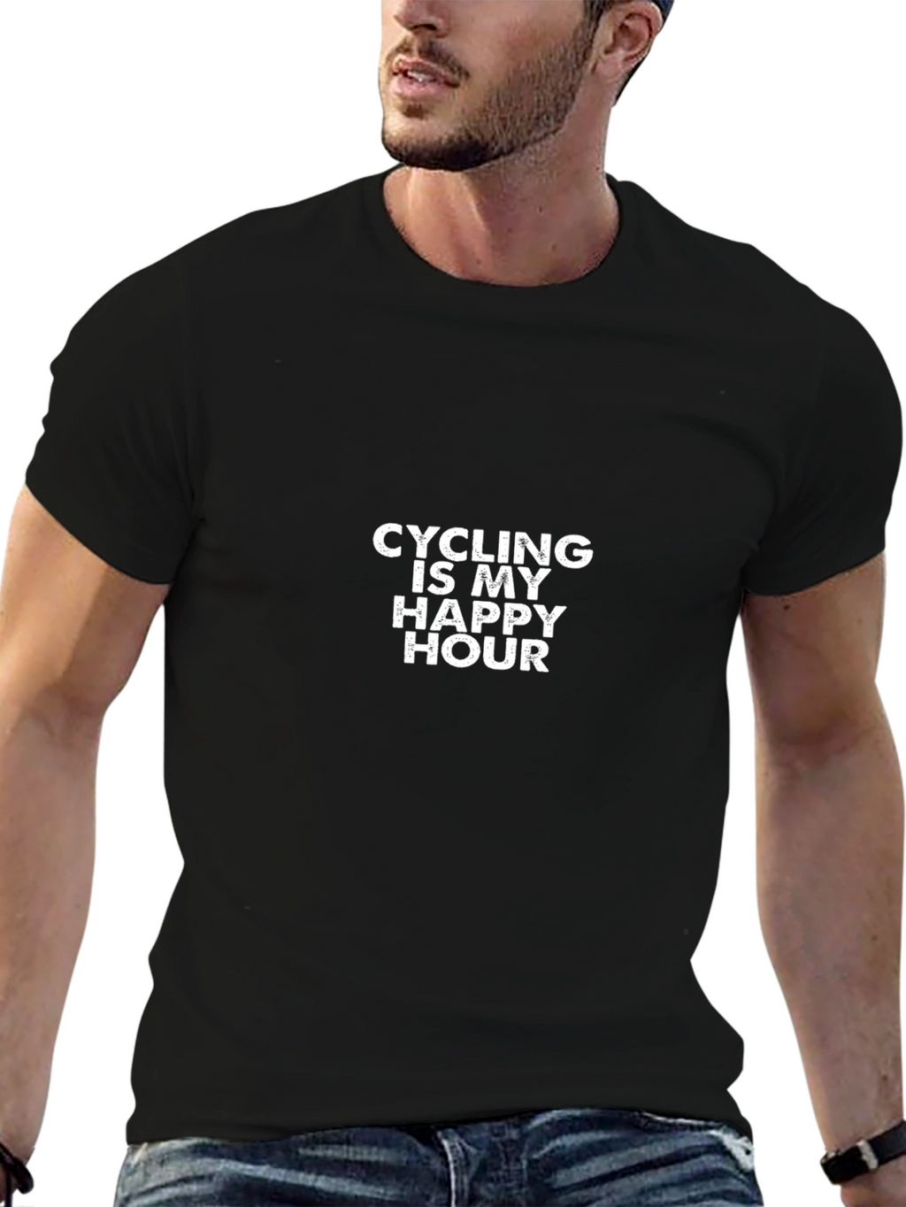 Cycling is My Happy Hour Black T-Shirt