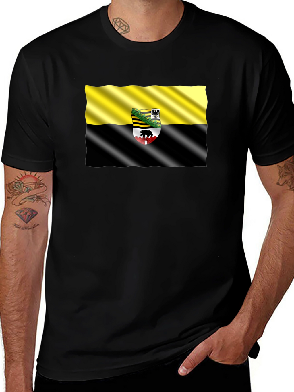 Anhalt-Bitterfeld Flag Black T-Shirt