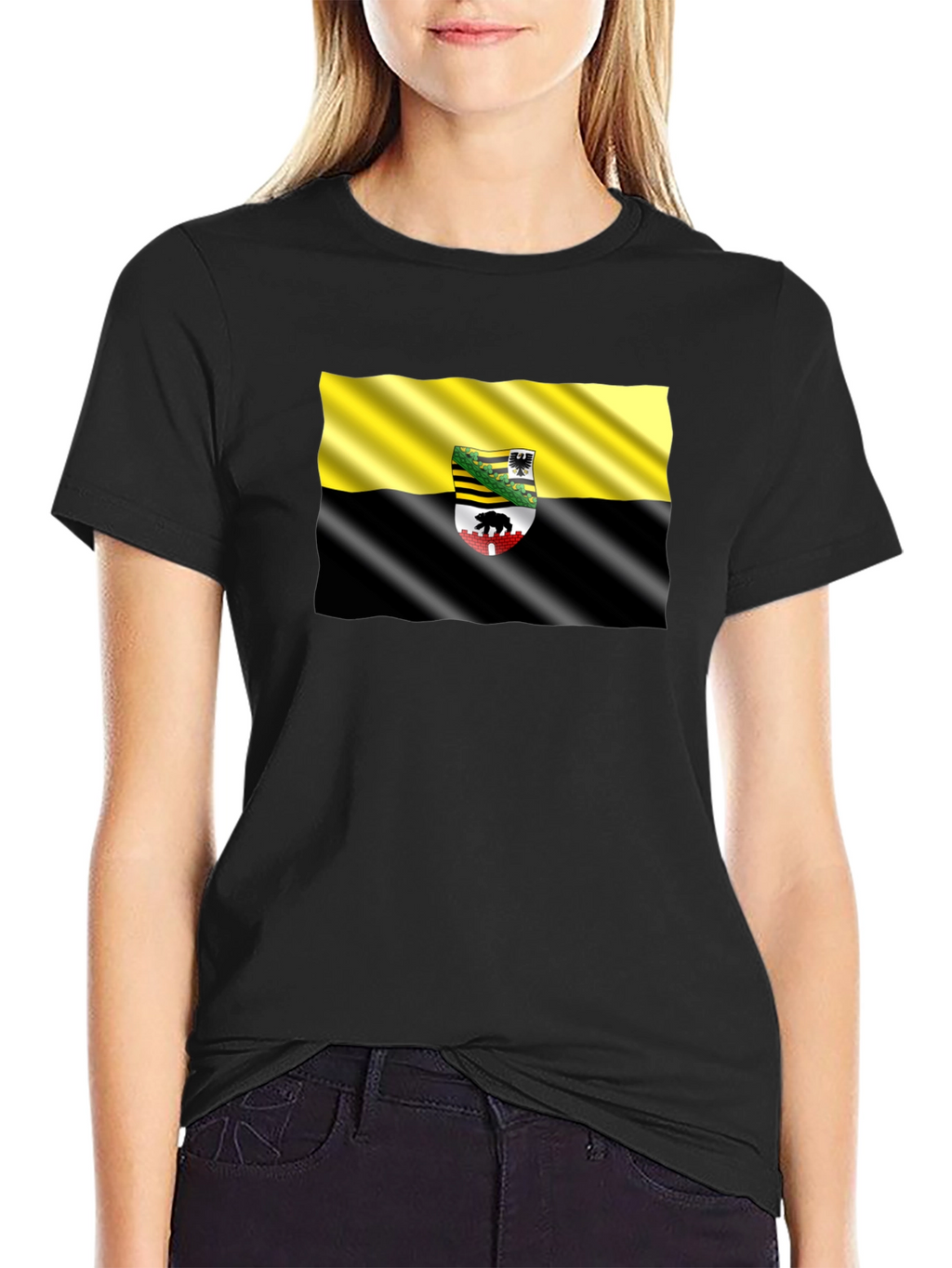 Anhalt-Bitterfeld Flag Black T-Shirt