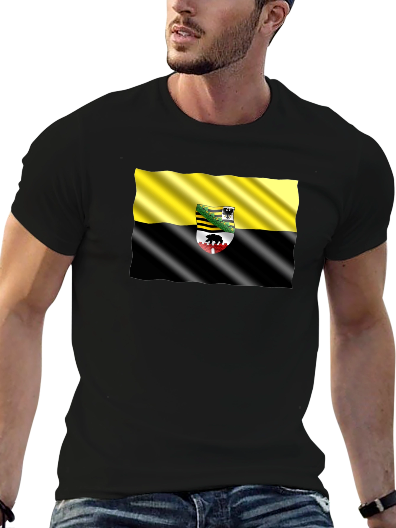 Anhalt-Bitterfeld Flag Black T-Shirt