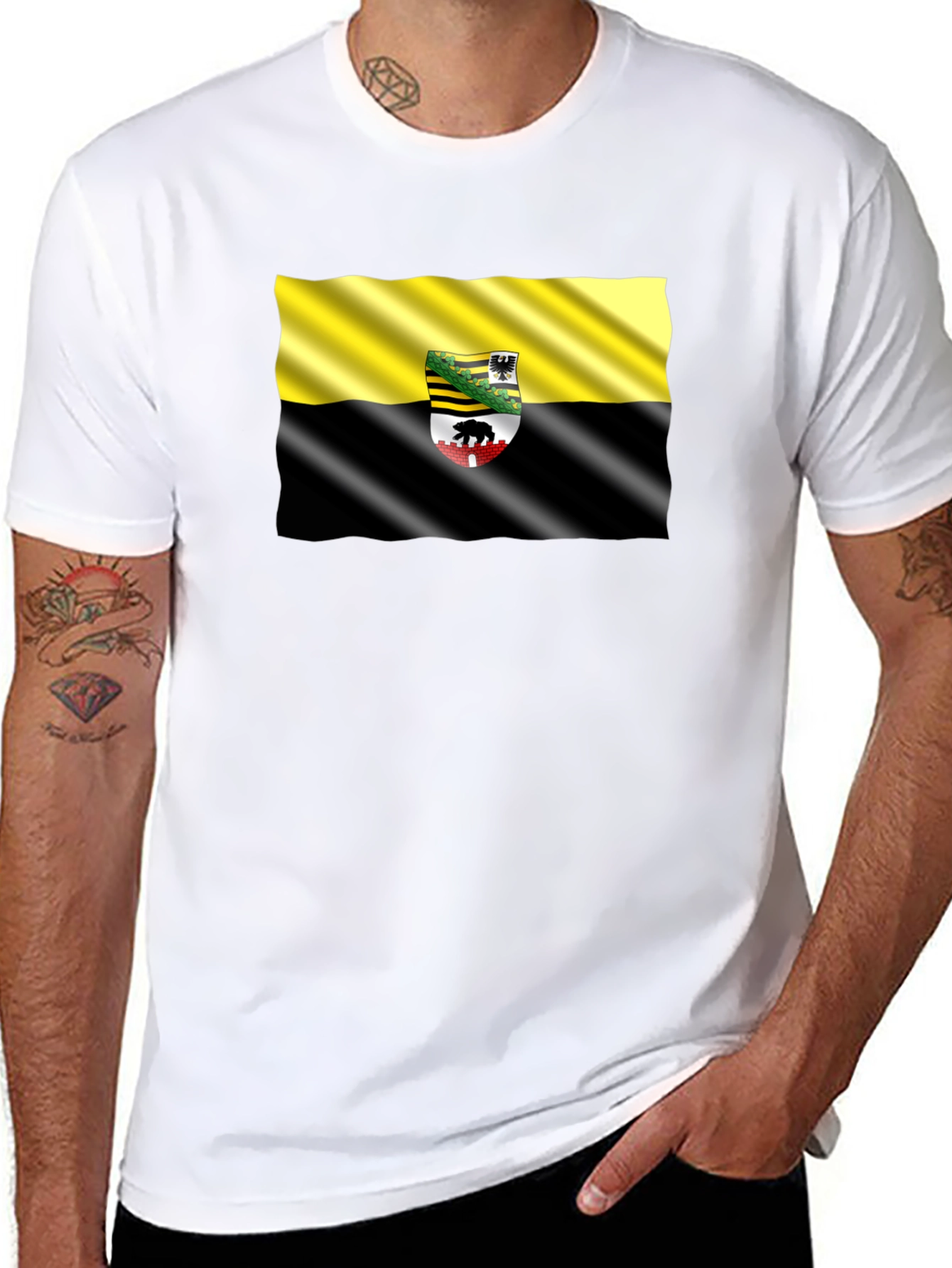 Anhalt-Bitterfeld Flag Black T-Shirt