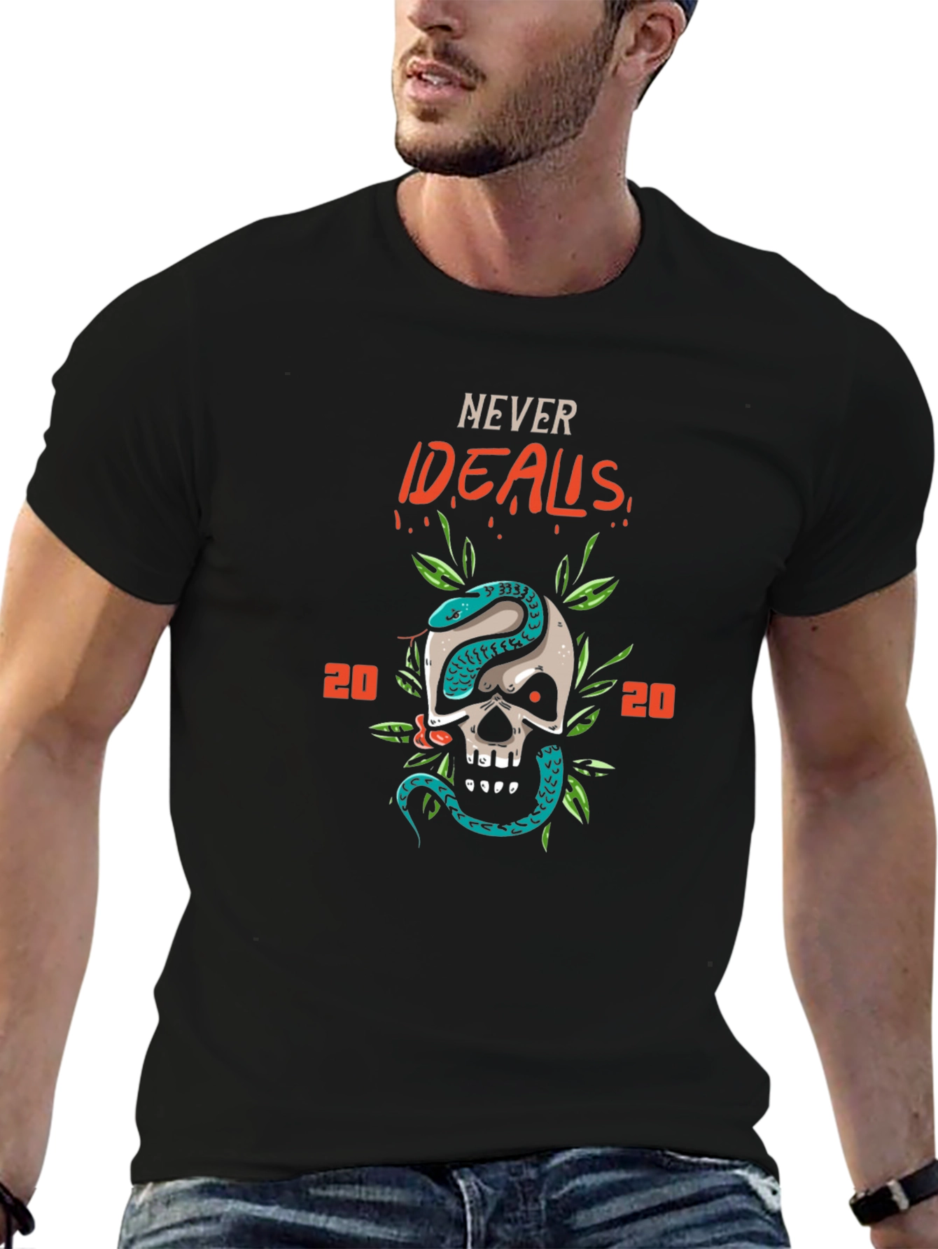 Never Ideals Graphic Print Crew Neck T-shirt