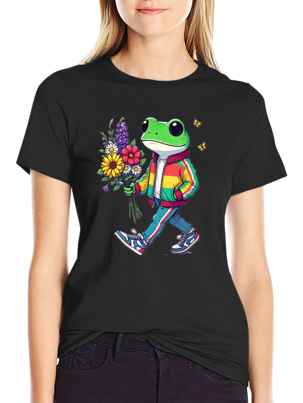Frog with Flowers Graphic Tee