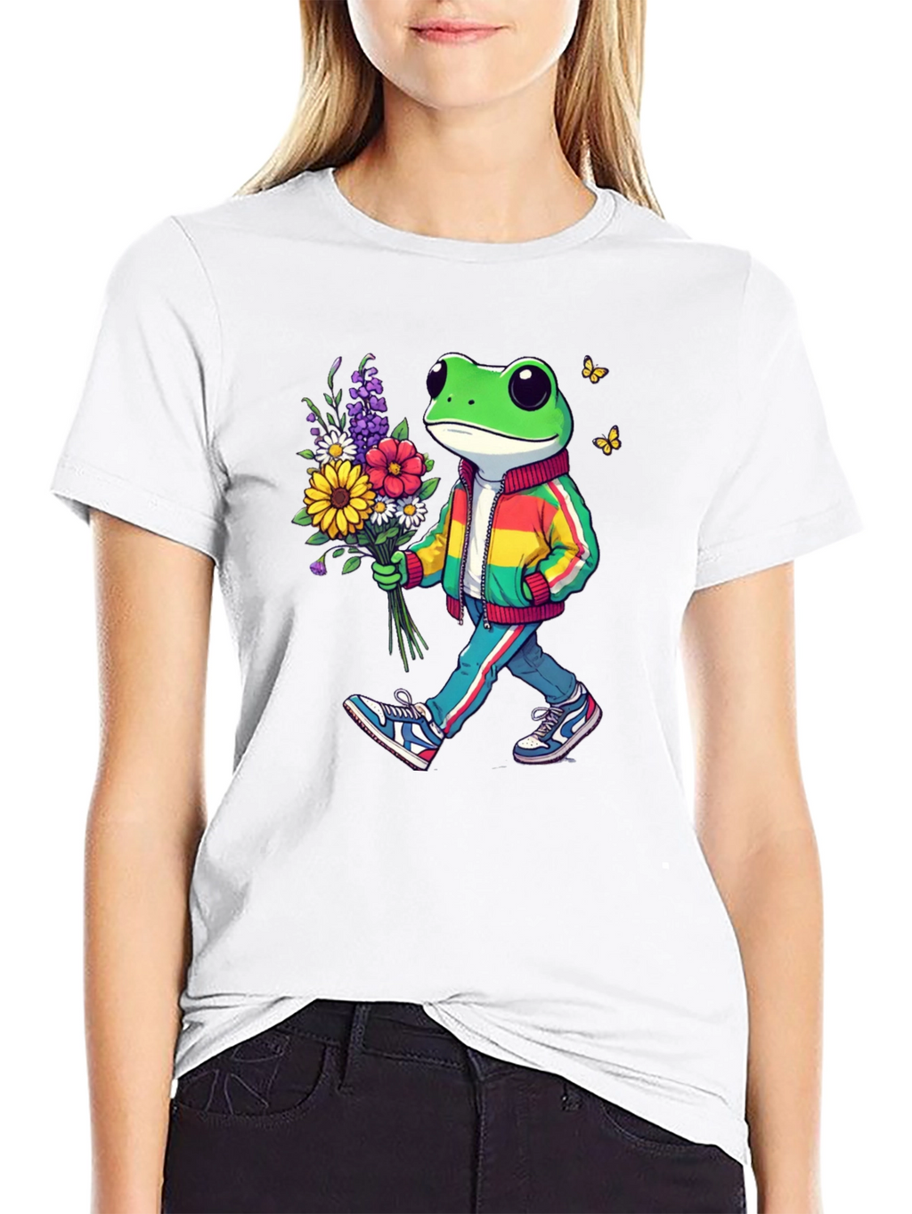 Frog with Flowers Graphic Tee