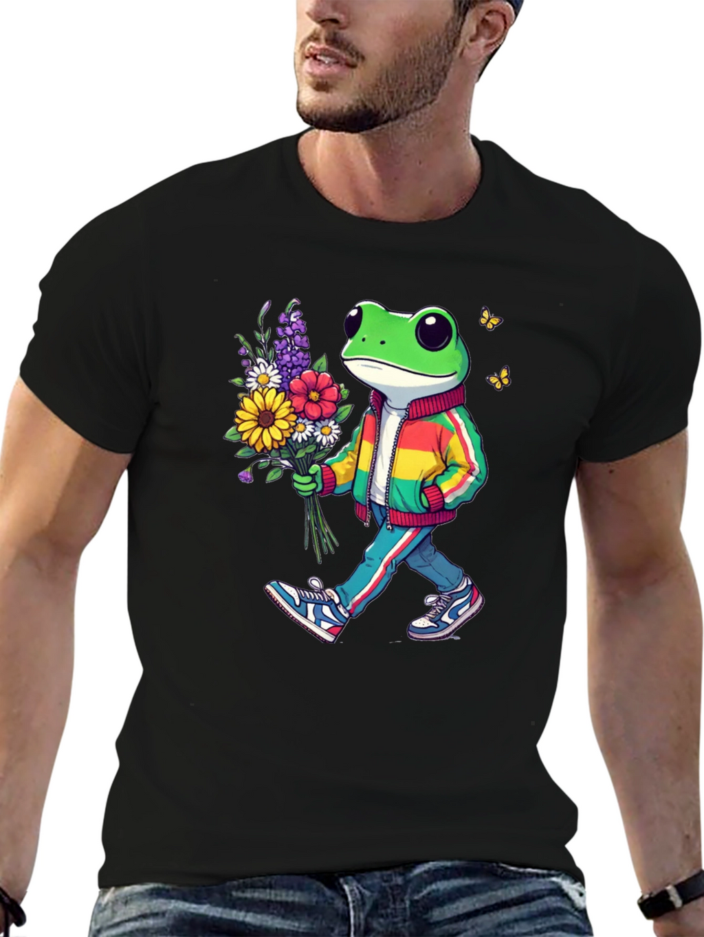 Frog with Flowers Graphic Tee