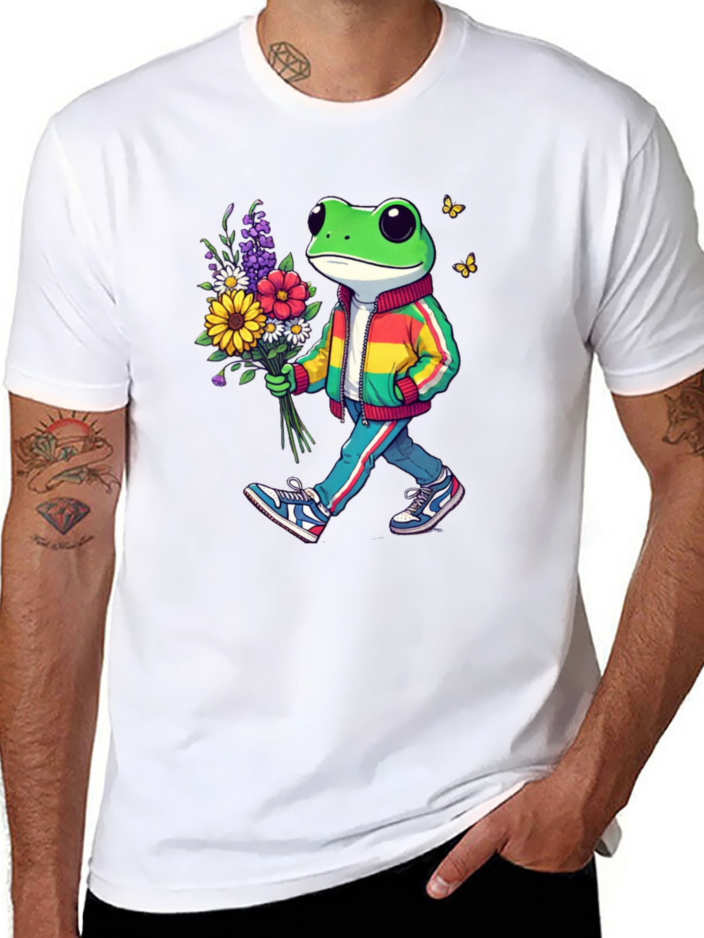 Frog with Flowers Graphic Tee