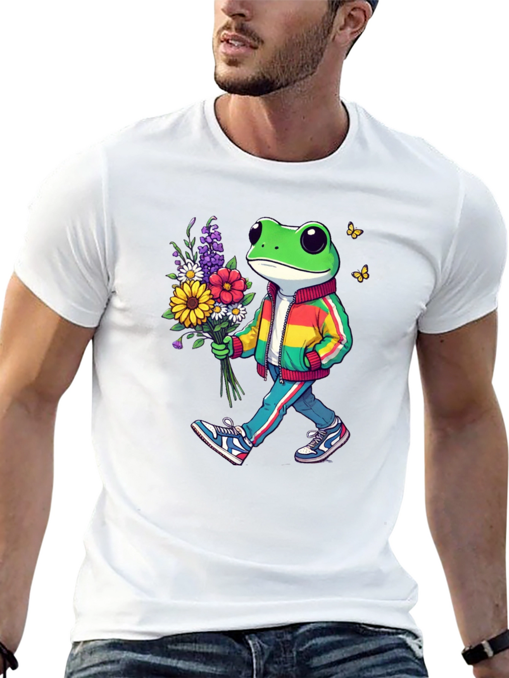 Frog with Flowers Graphic Tee