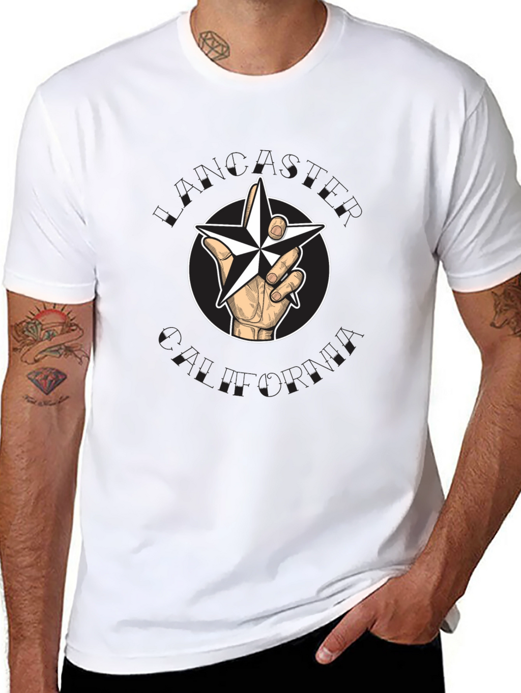 Nautical Star Hand Graphic Tee - Black
