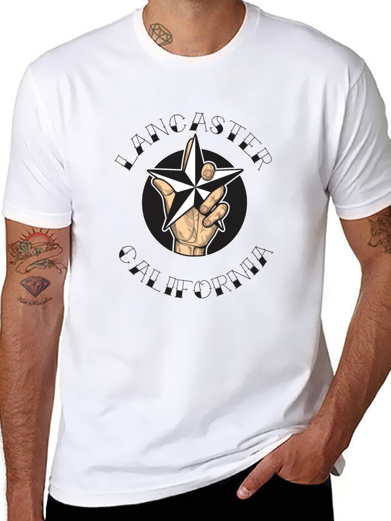 Nautical Star Hand Graphic Tee - Black