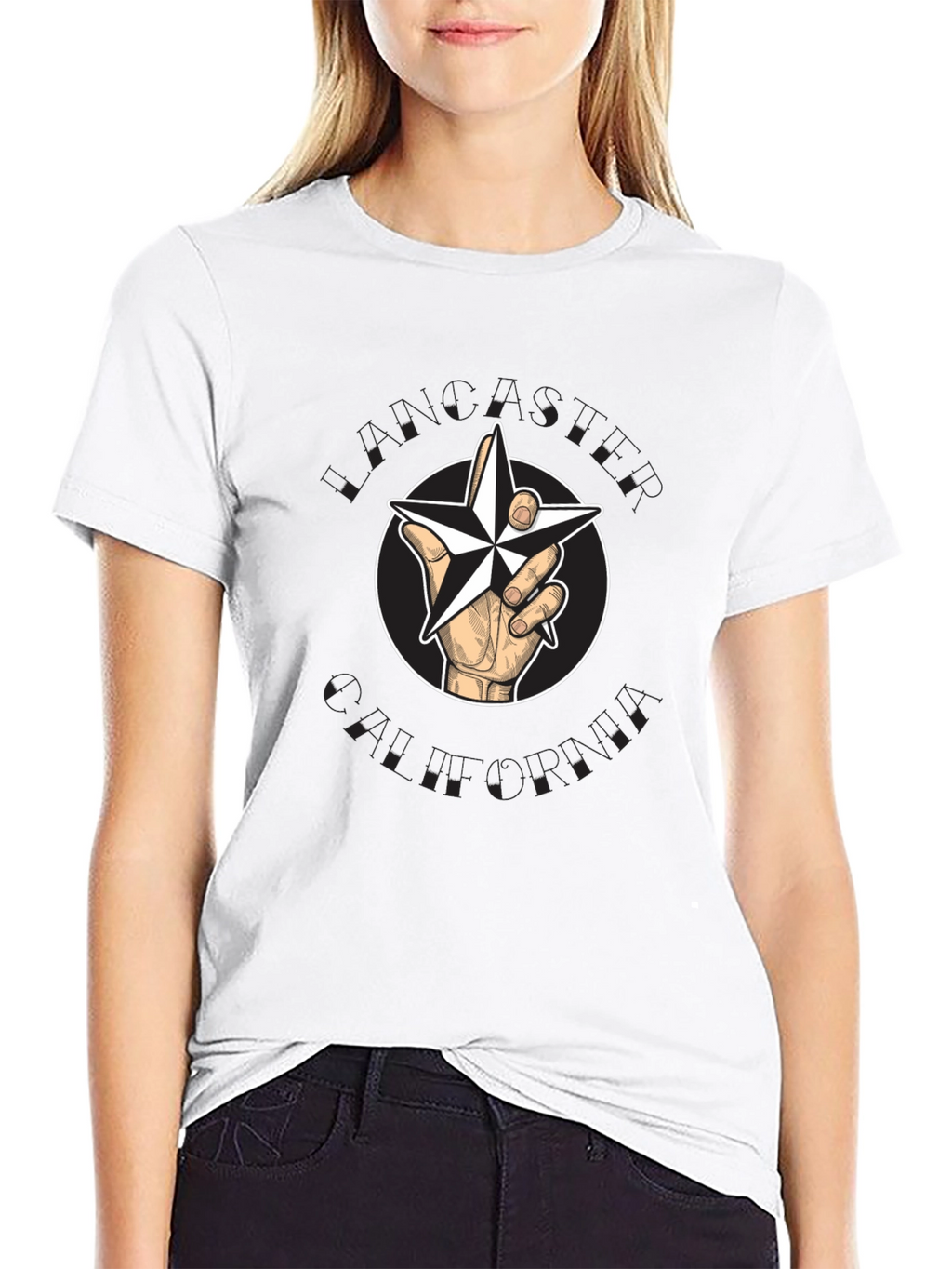 Nautical Star Hand Graphic Tee - Black