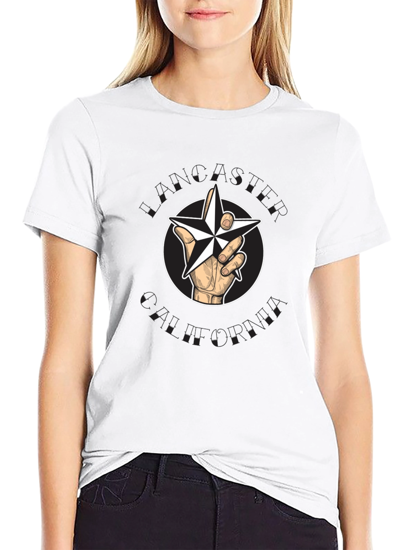 Nautical Star Hand Graphic Tee - Black