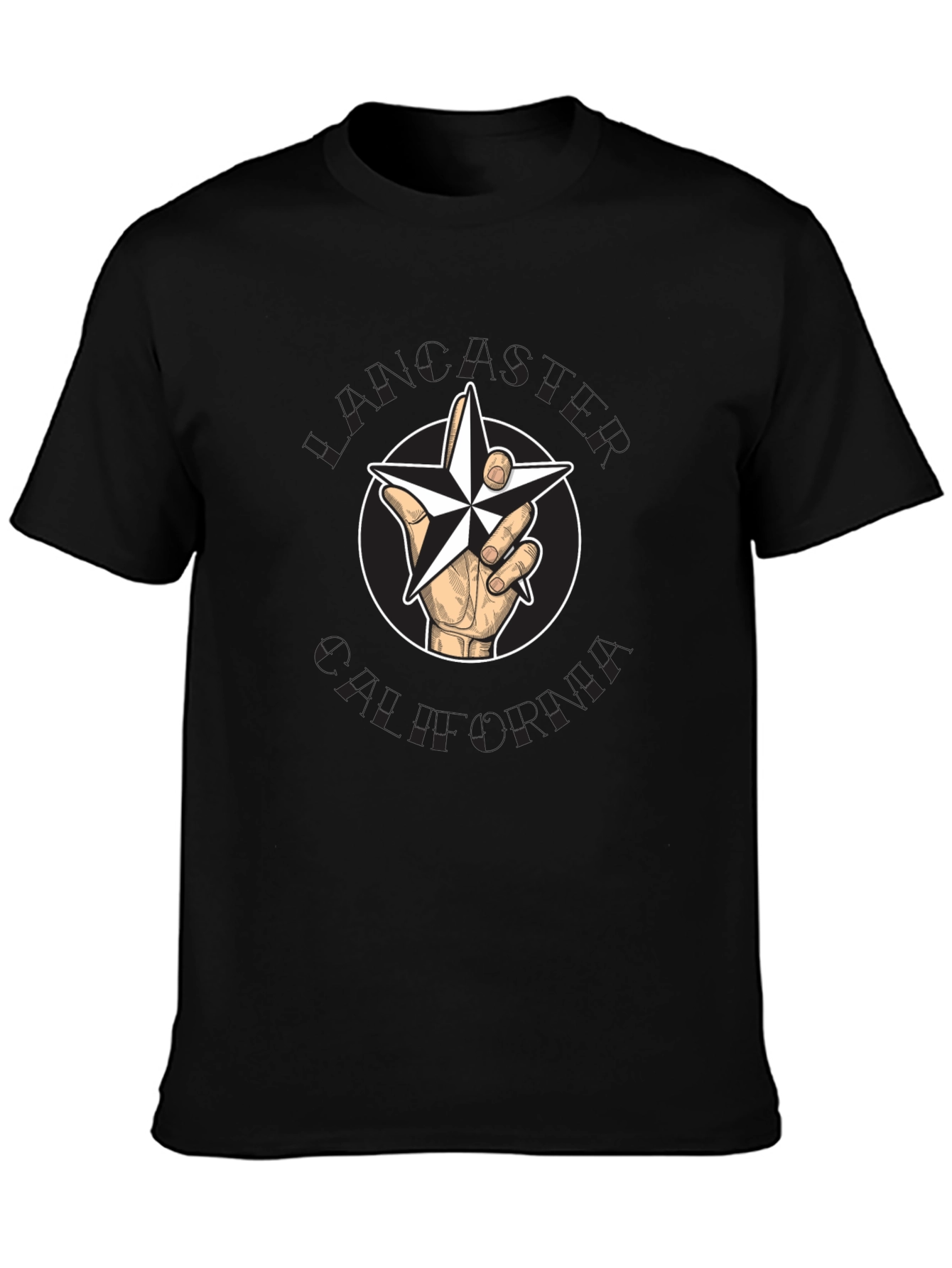 Nautical Star Hand Graphic Tee - Black