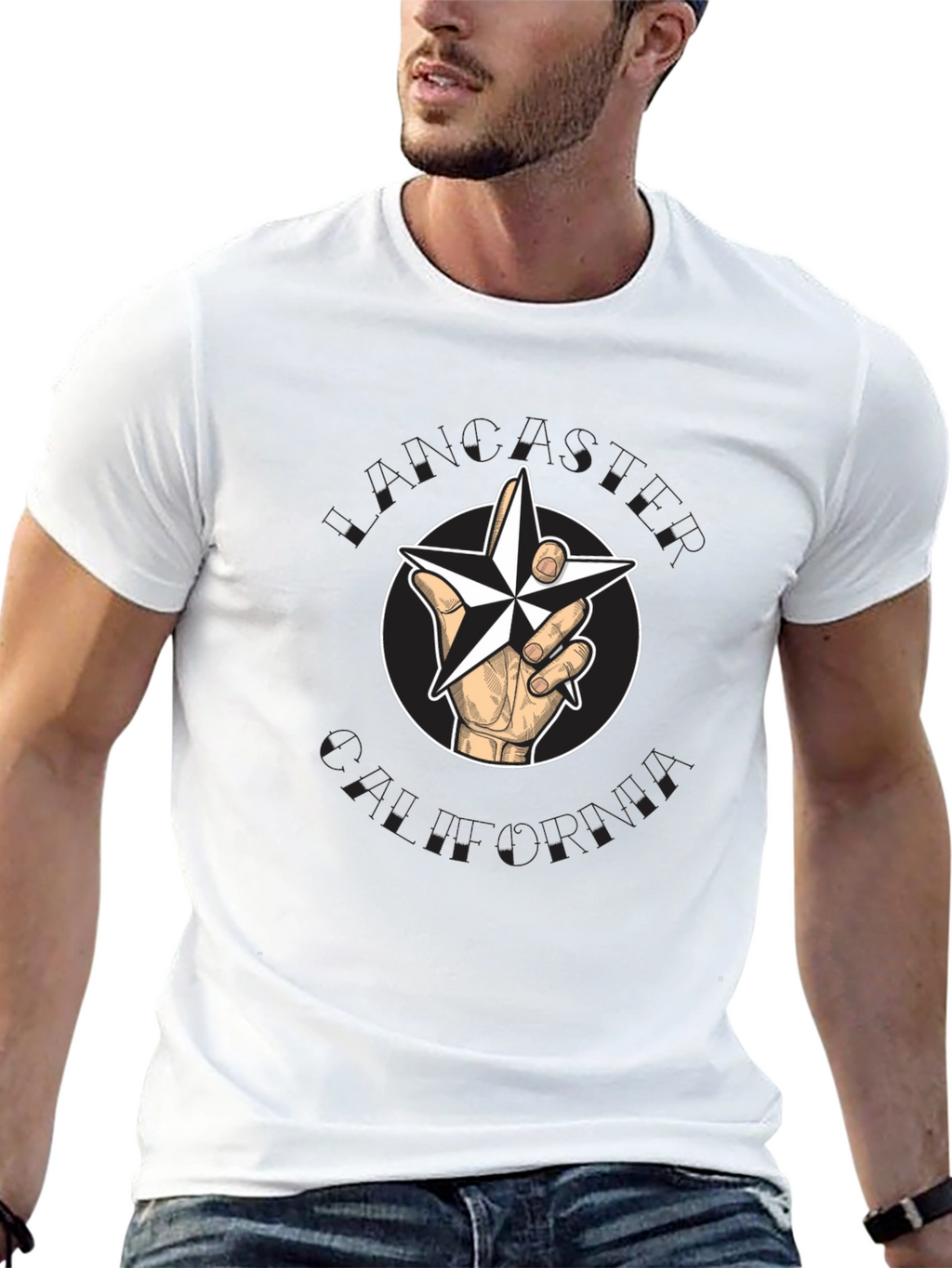 Nautical Star Hand Graphic Tee - Black