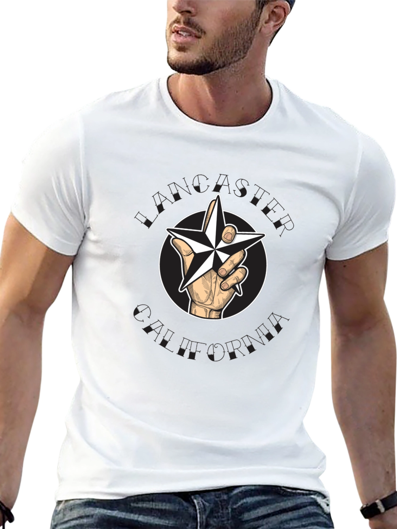 Nautical Star Hand Graphic Tee - Black