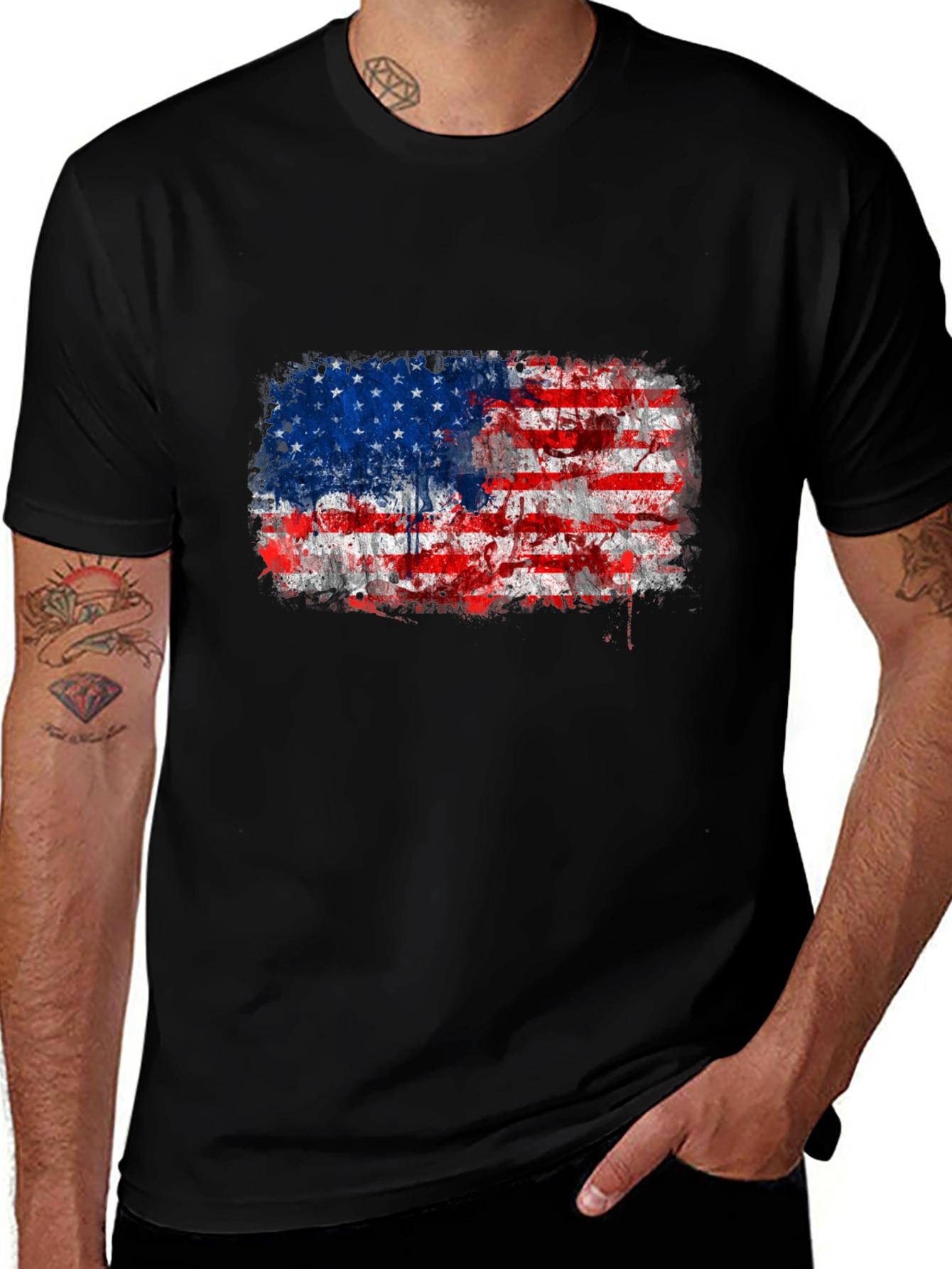 American Flag Distressed Graphic Tee