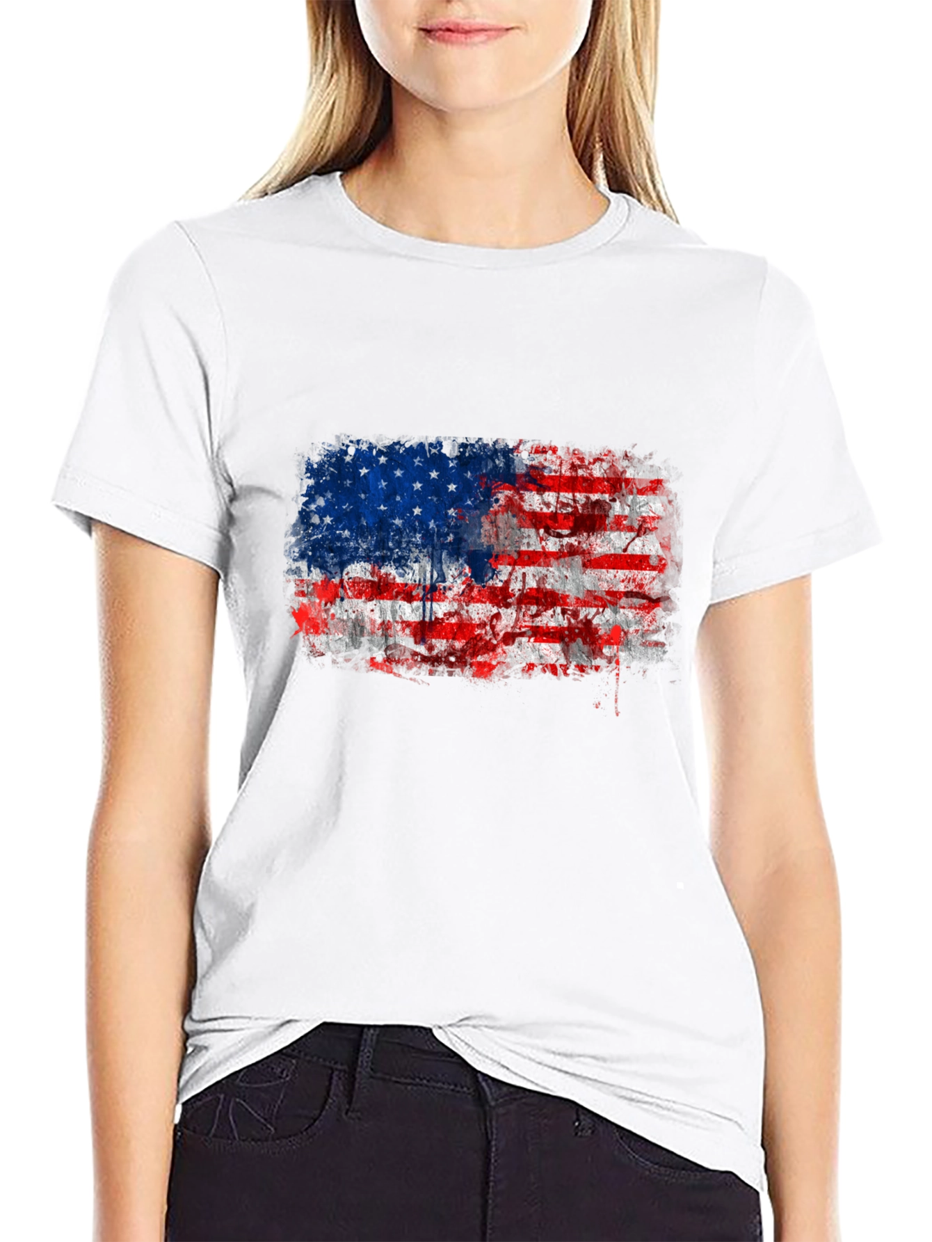 American Flag Distressed Graphic Tee
