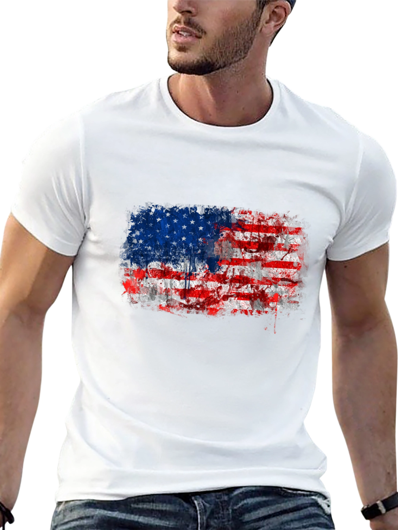 American Flag Distressed Graphic Tee