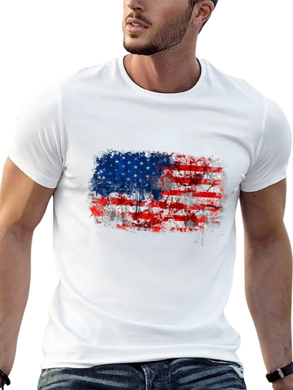 American Flag Distressed Graphic Tee