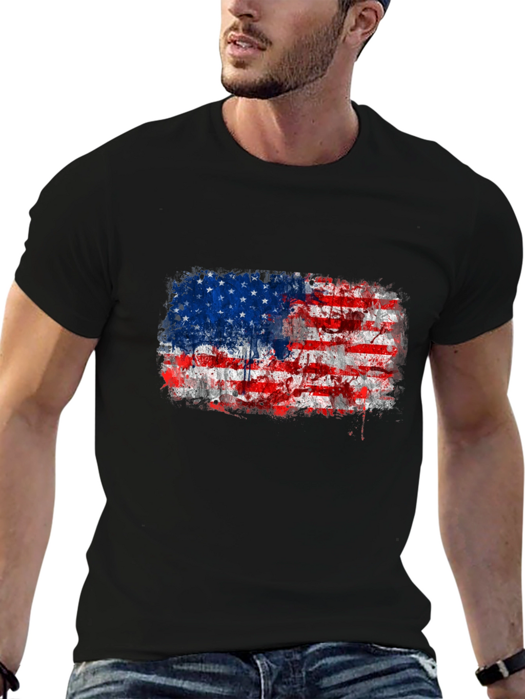 American Flag Distressed Graphic Tee