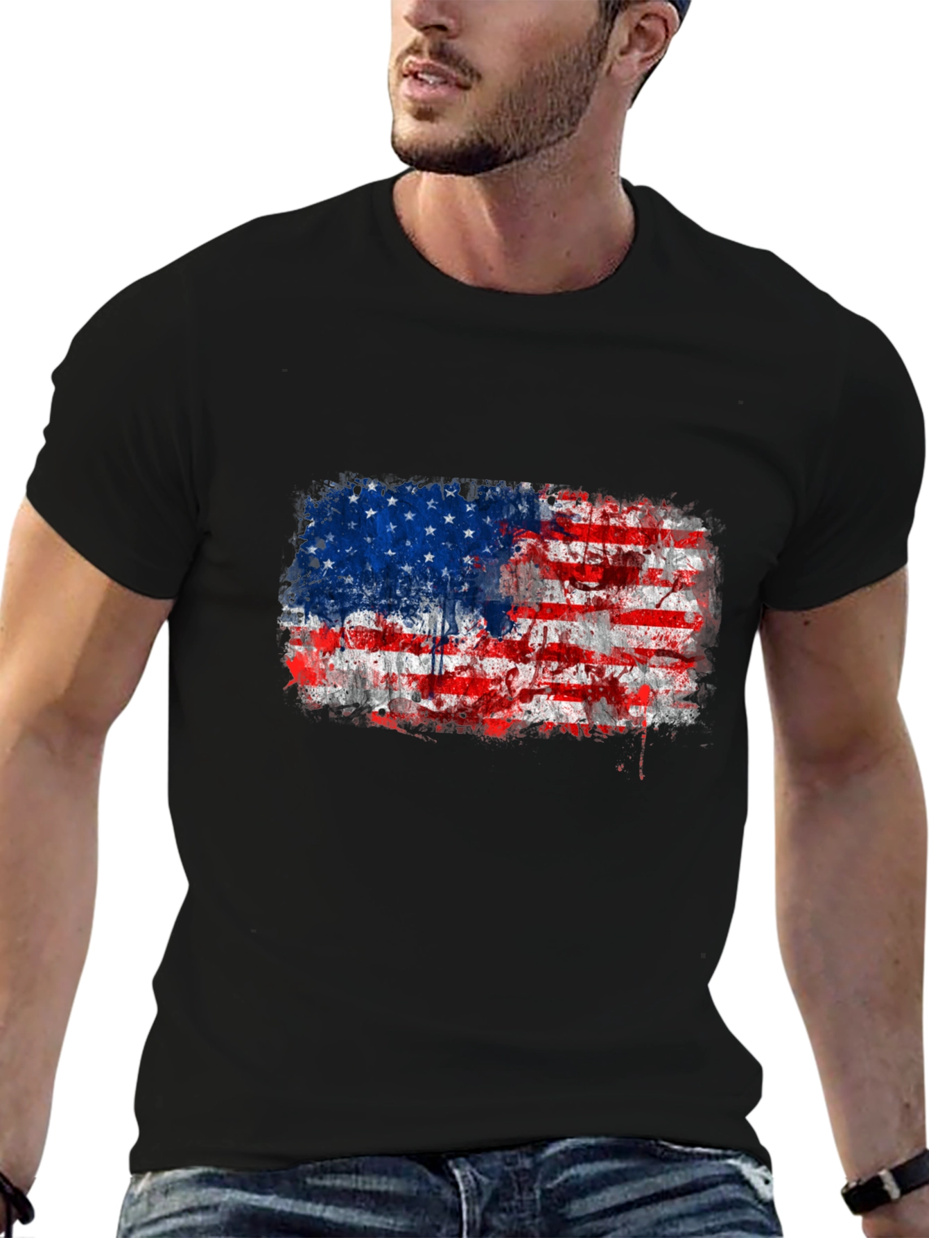 American Flag Distressed Graphic Tee
