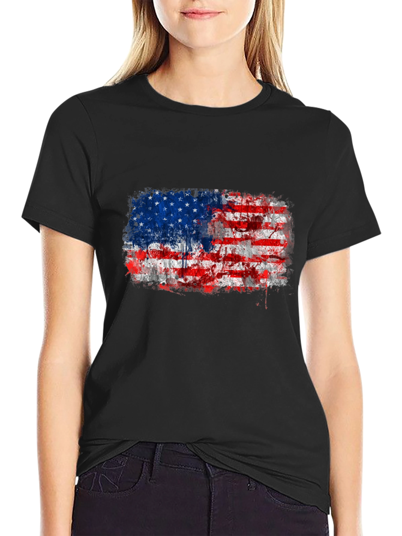 American Flag Distressed Graphic Tee