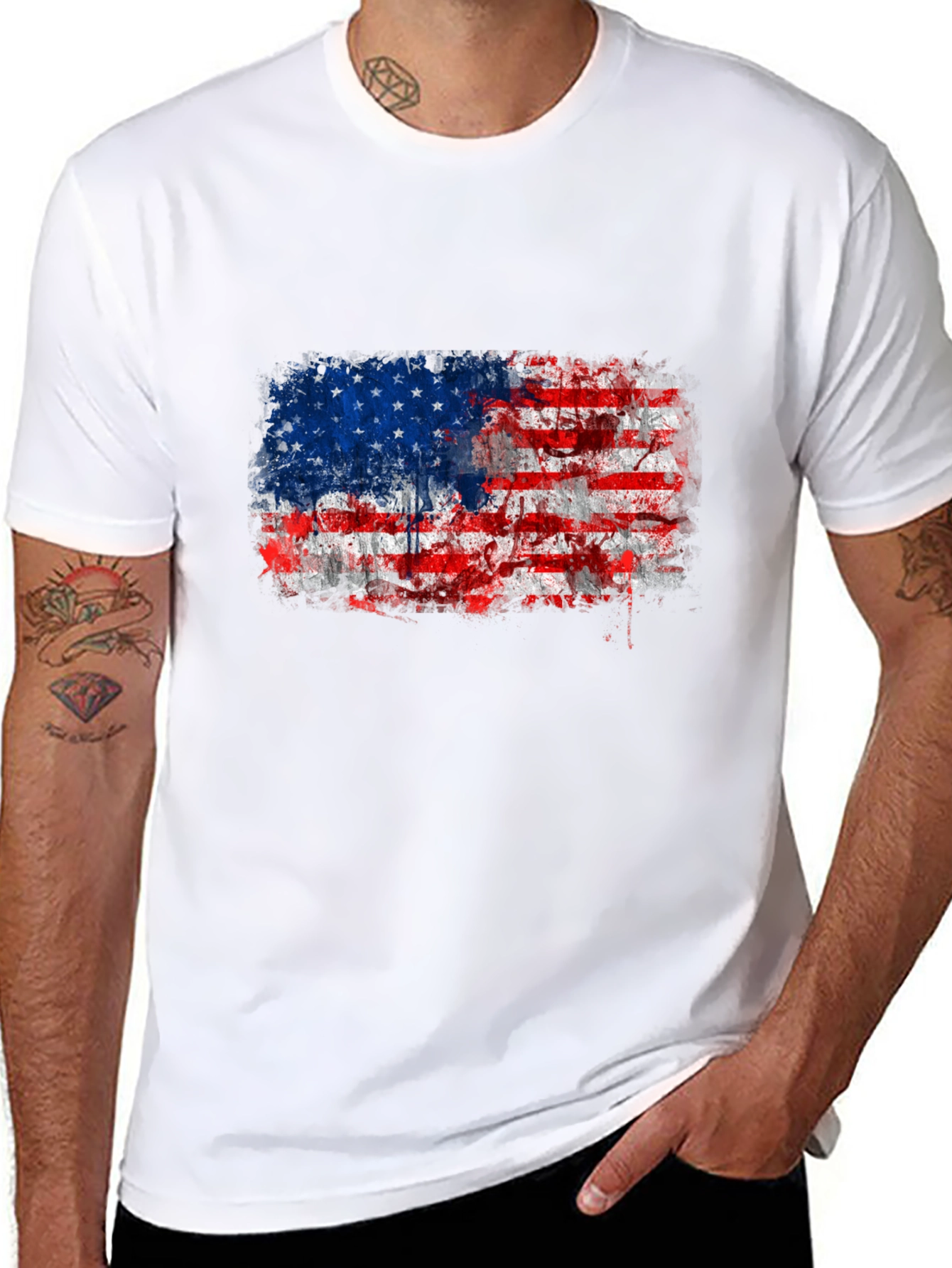 American Flag Distressed Graphic Tee