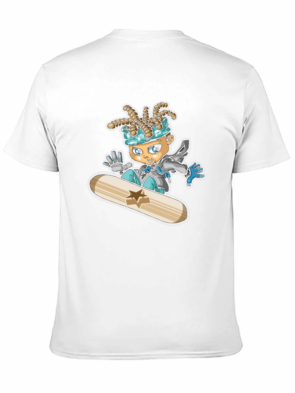 Cartoon Snowboarder Black T-Shirt