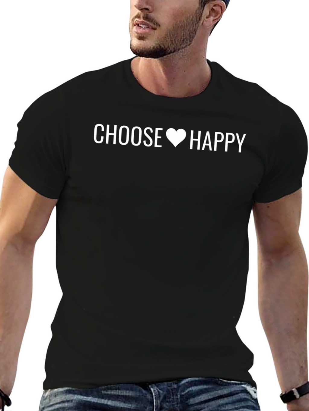 Choose Happy T-Shirt - Black Graphic Tee