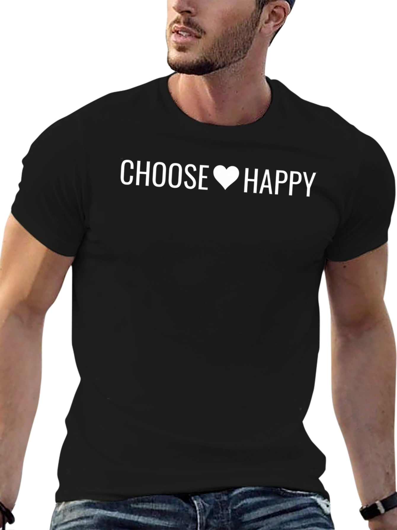 Choose Happy T-Shirt - Black Graphic Tee