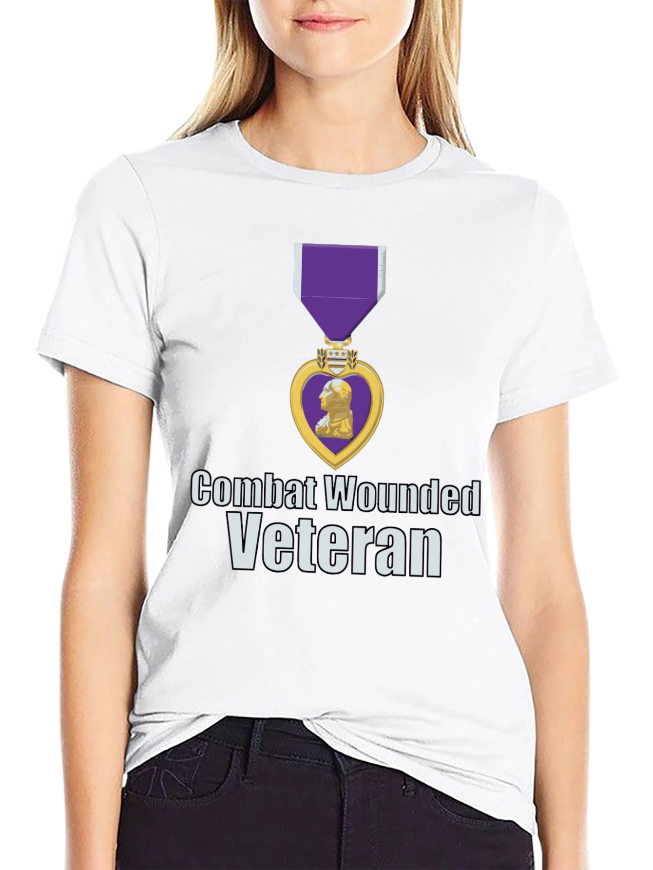 Combat Wounded Veteran T-Shirt - Purple Heart Design