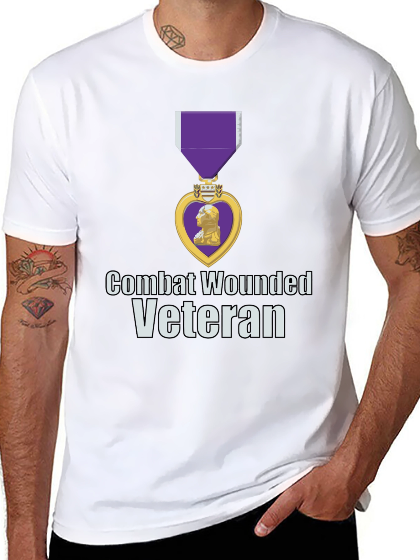 Combat Wounded Veteran T-Shirt - Purple Heart Design