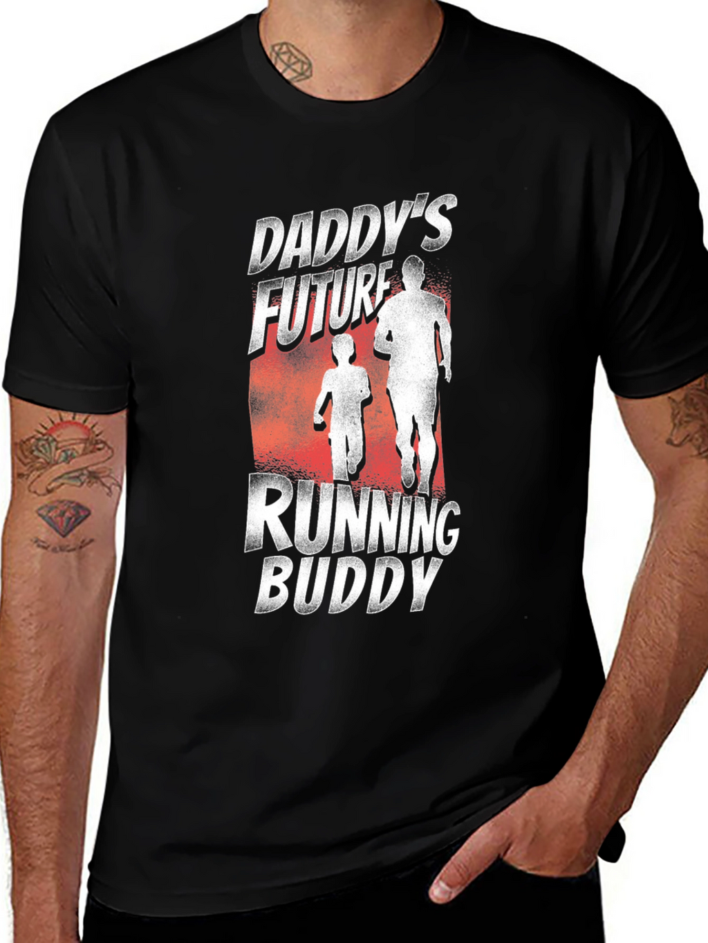 Daddys Future Running Buddy Black Graphic T-Shirt
