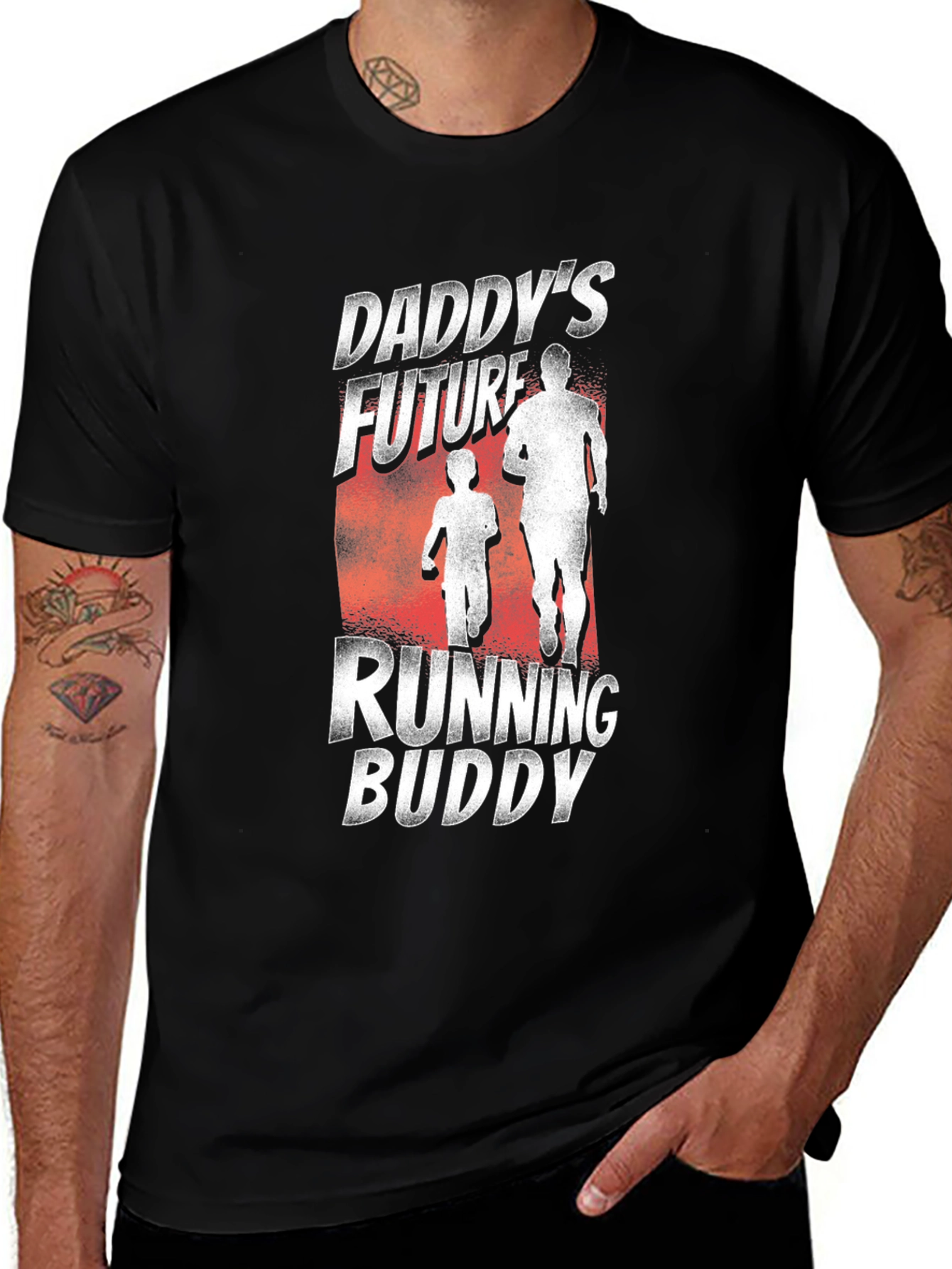 Daddys Future Running Buddy Black Graphic T-Shirt