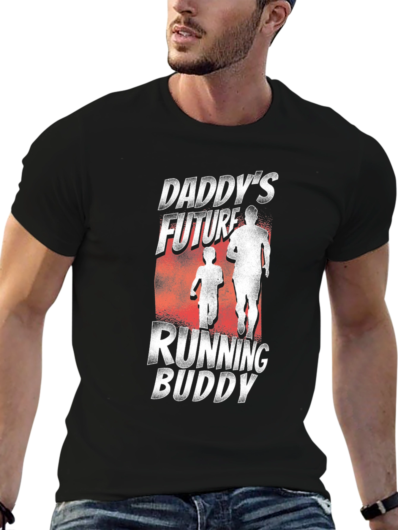 Daddys Future Running Buddy Black Graphic T-Shirt