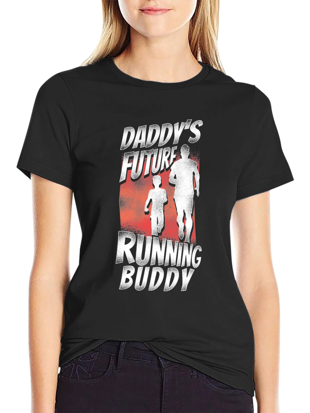 Daddys Future Running Buddy Black Graphic T-Shirt