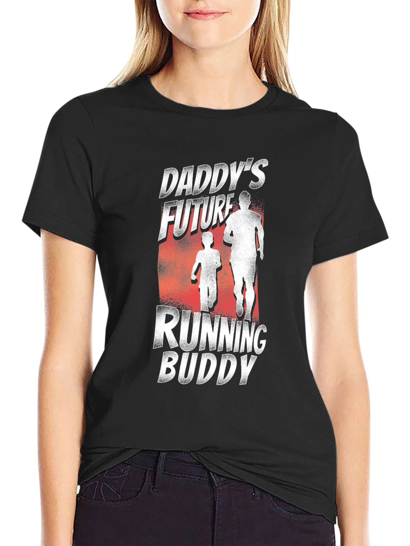 Daddys Future Running Buddy Black Graphic T-Shirt