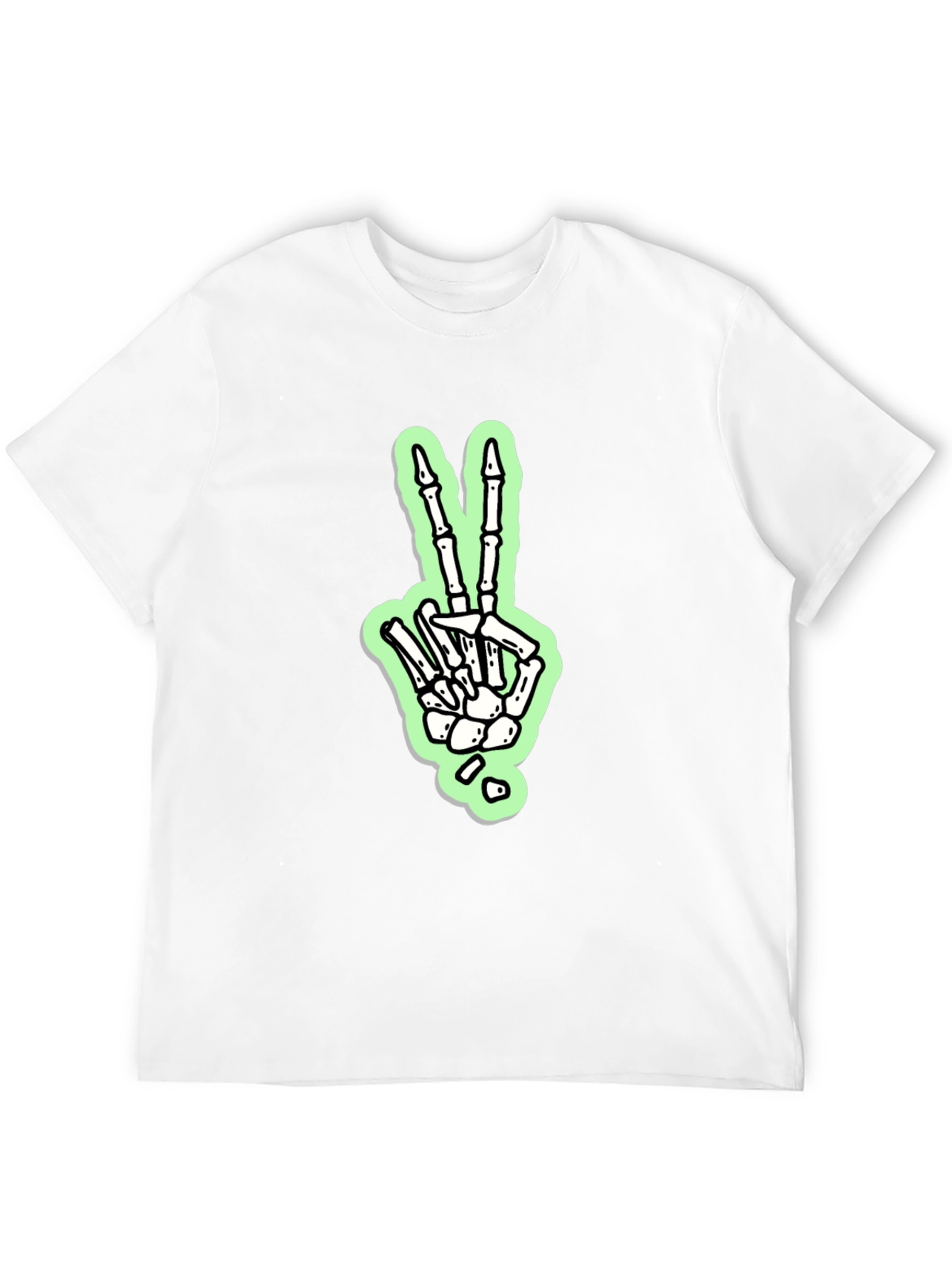 Skeleton Hand Peace Sign Graphic Tee - Black