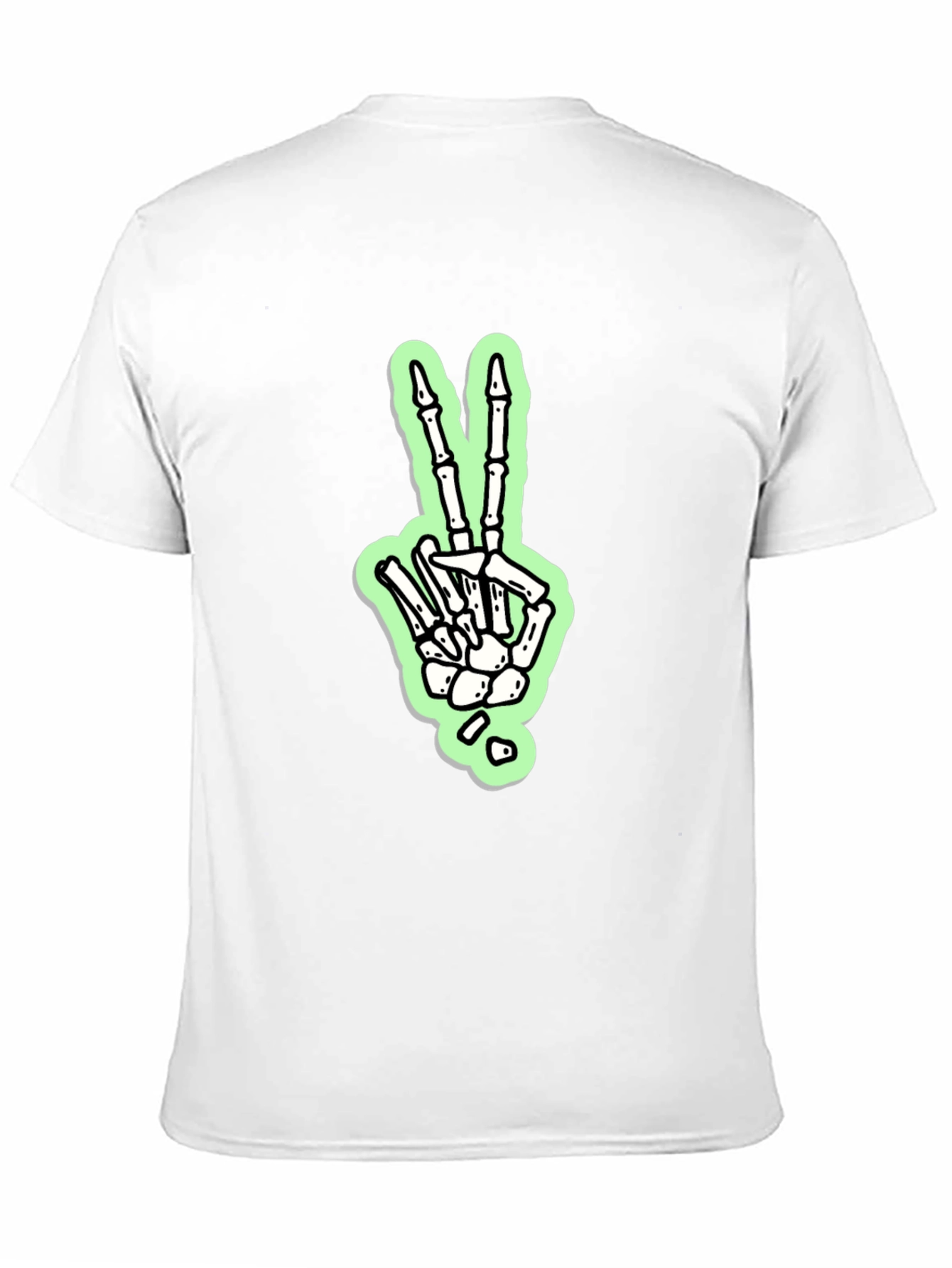 Skeleton Hand Peace Sign Graphic Tee - Black
