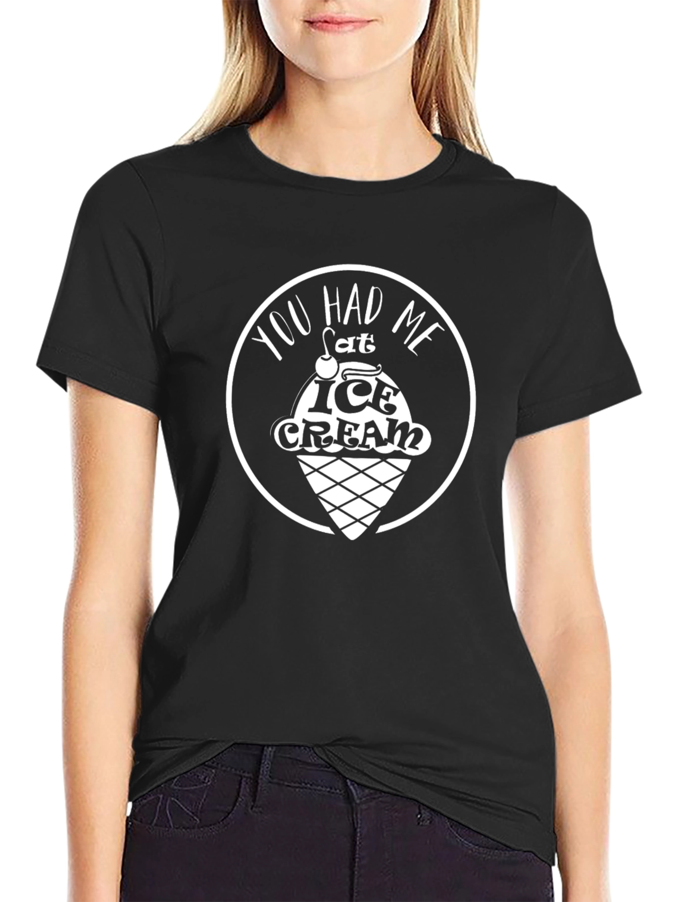 You Had Me At Ice Cream Black Graphic Tee