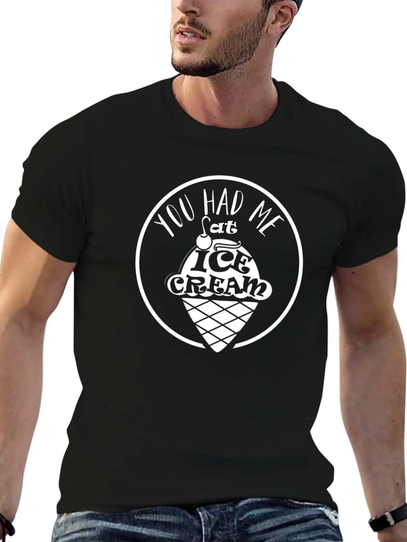 You Had Me At Ice Cream Black Graphic Tee