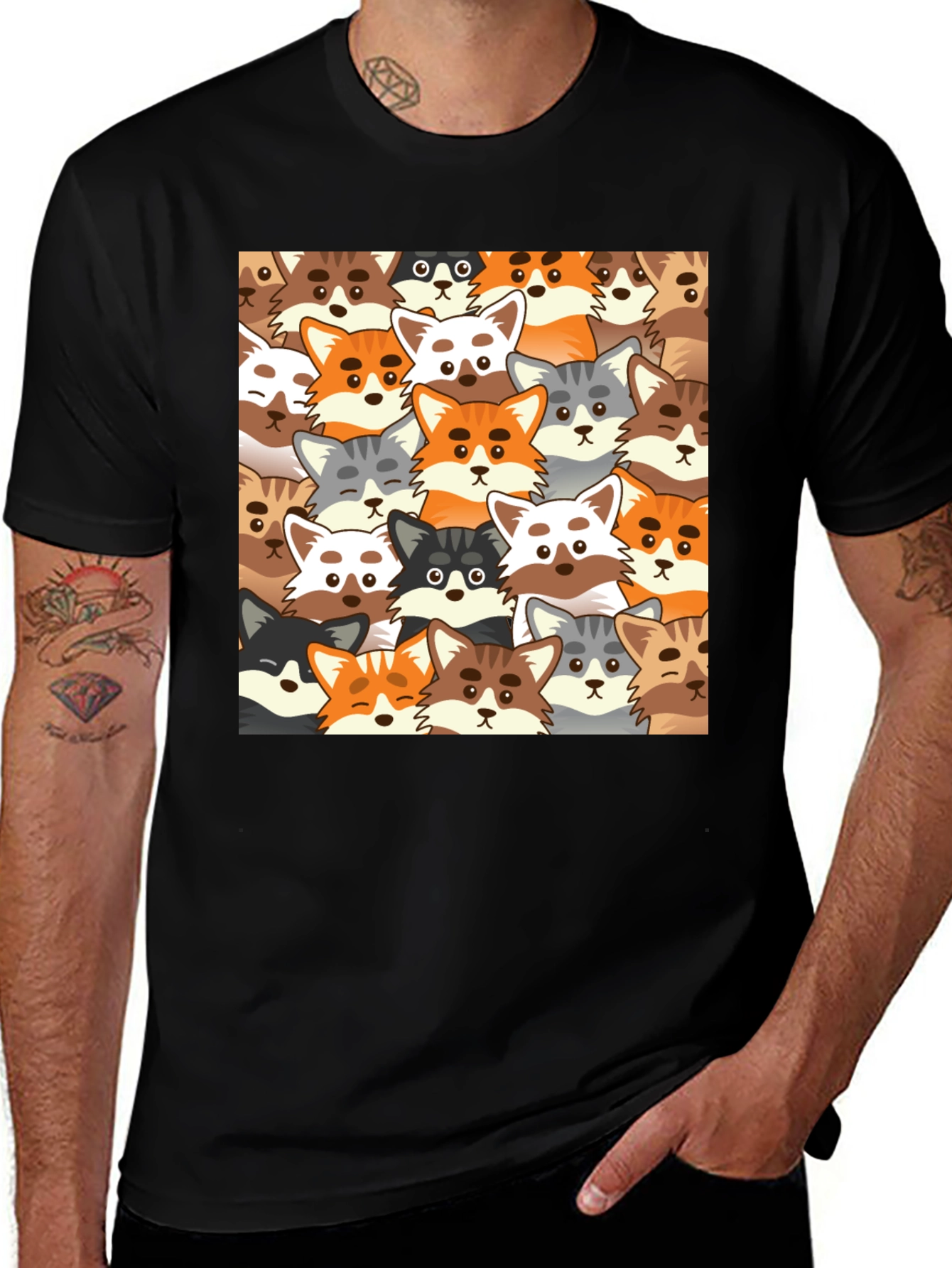Cartoon Fox Graphic Tee - Stylish Animal Print Shirt