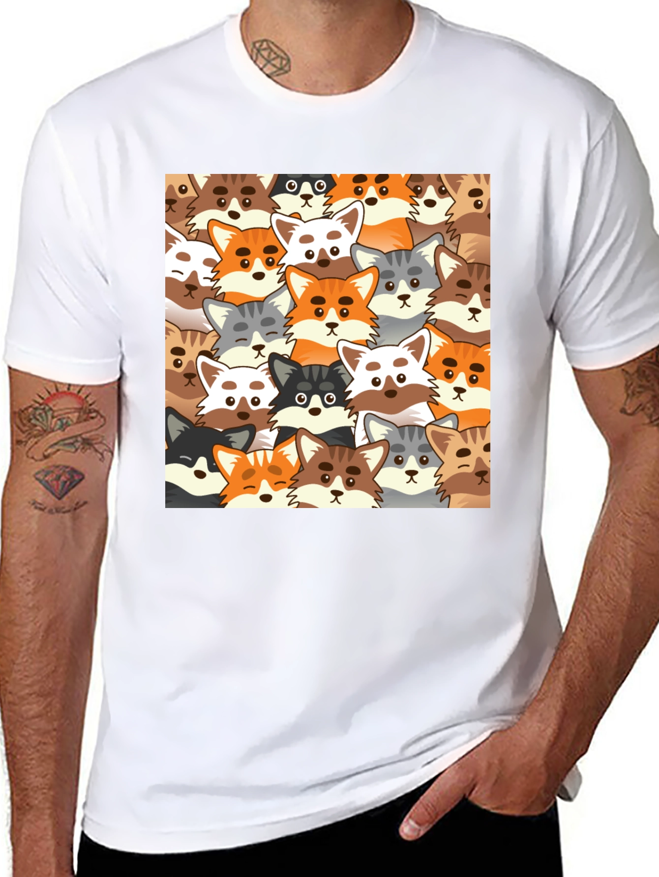 Cartoon Fox Graphic Tee - Stylish Animal Print Shirt