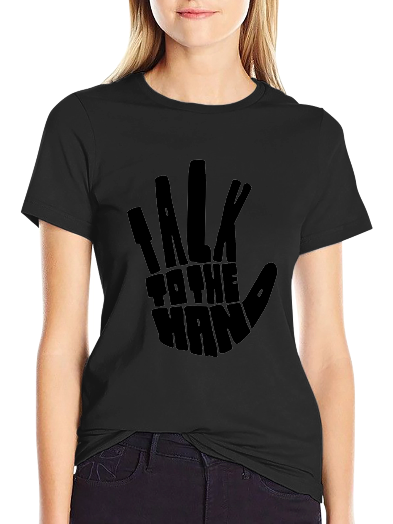 Talk to the Hand Black Graphic Tee