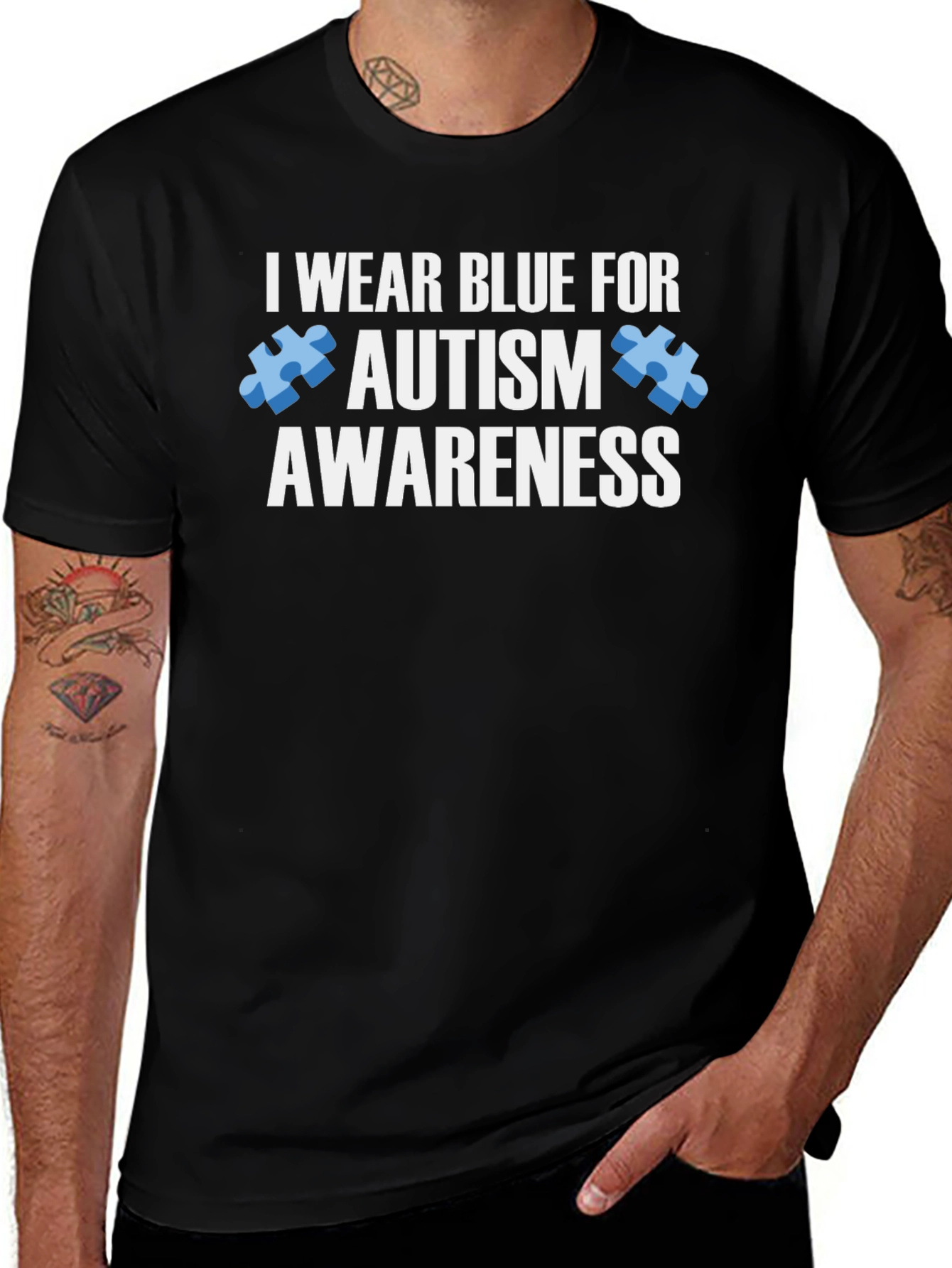Autism Awareness T-Shirt - I Wear Blue For Autism
