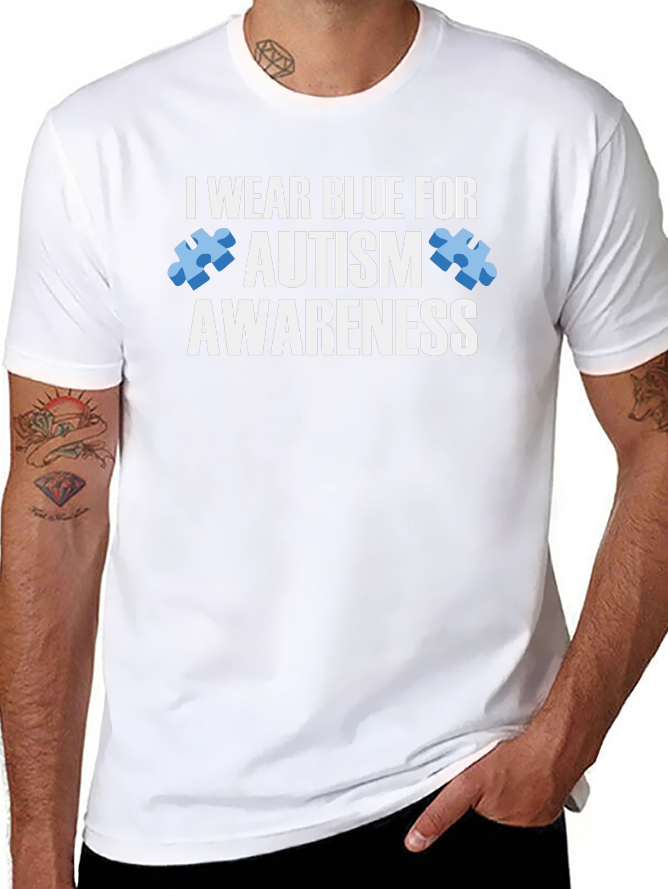 Autism Awareness T-Shirt - I Wear Blue For Autism