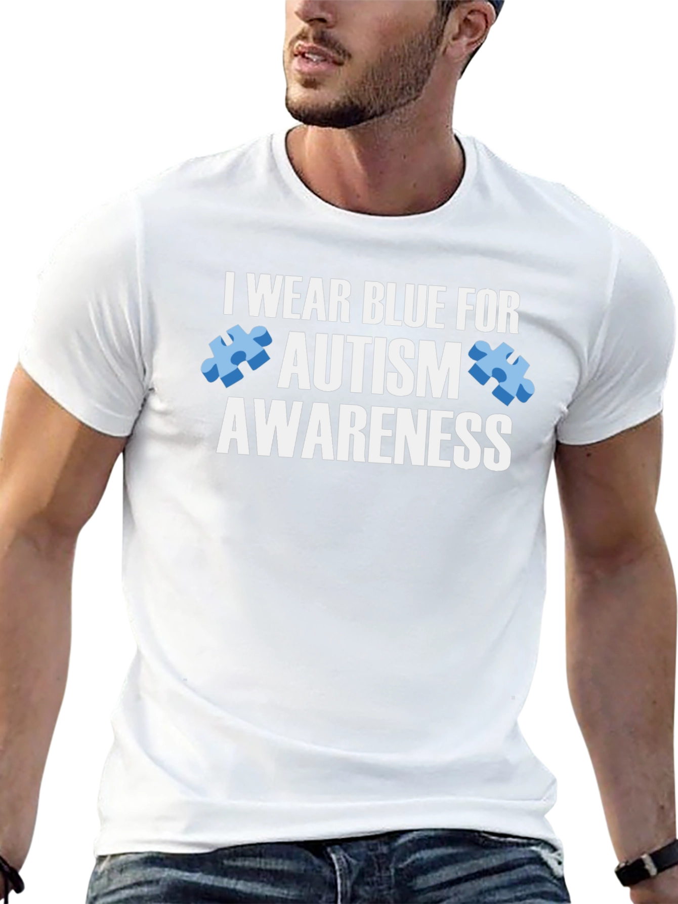 Autism Awareness T-Shirt - I Wear Blue For Autism