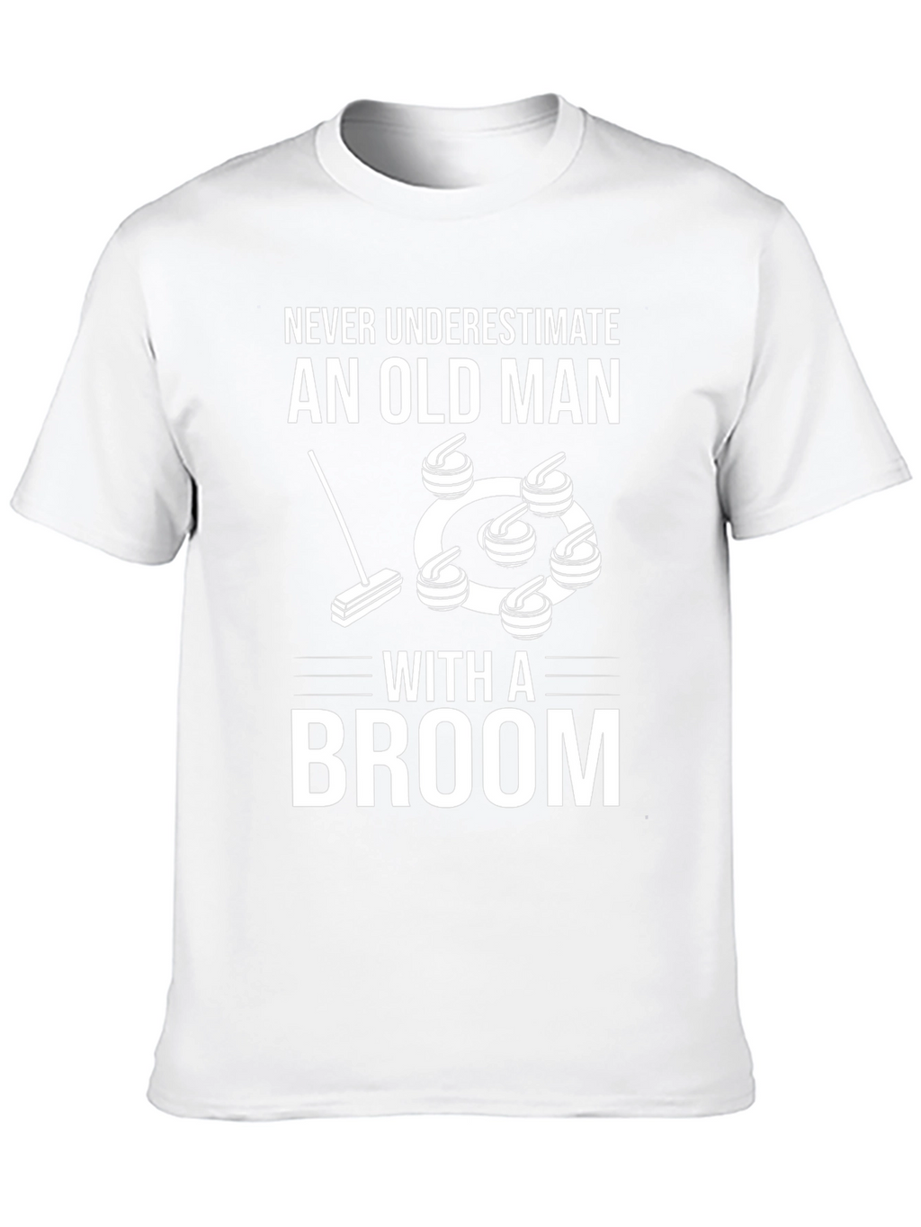 Curling Old Man Broom Graphic T-Shirt