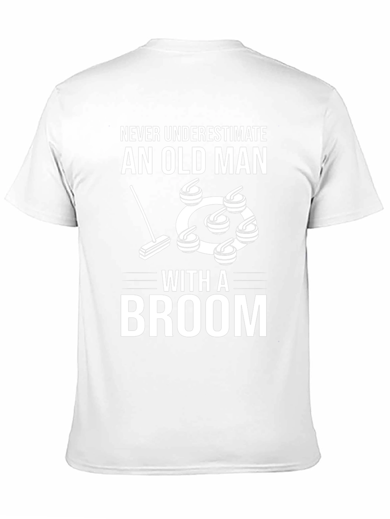 Curling Old Man Broom Graphic T-Shirt