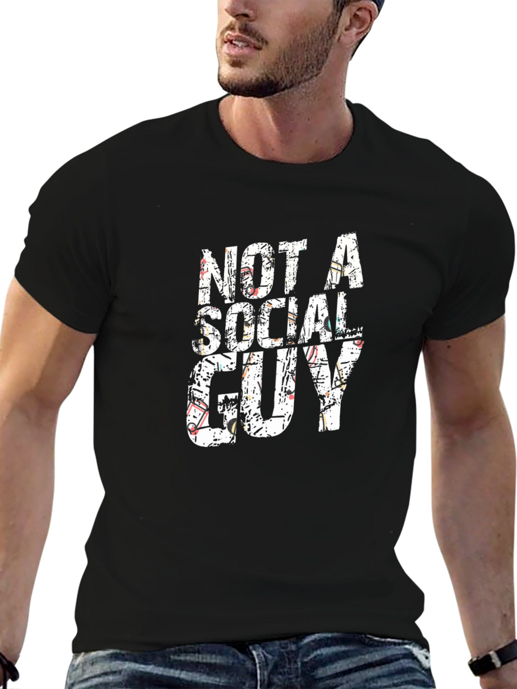 Not a Social Guy Black Graphic Tee