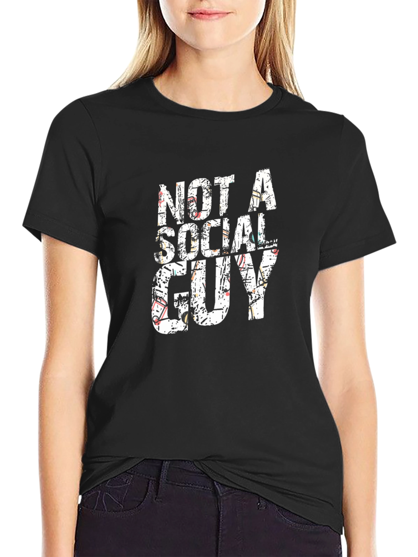 Not a Social Guy Black Graphic Tee